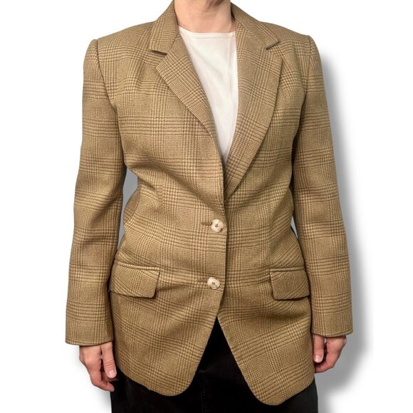 Vintage Country Shop Wool Brown Blazer Houndstooth Plaid Preppy heritage - Picture 1 of 7